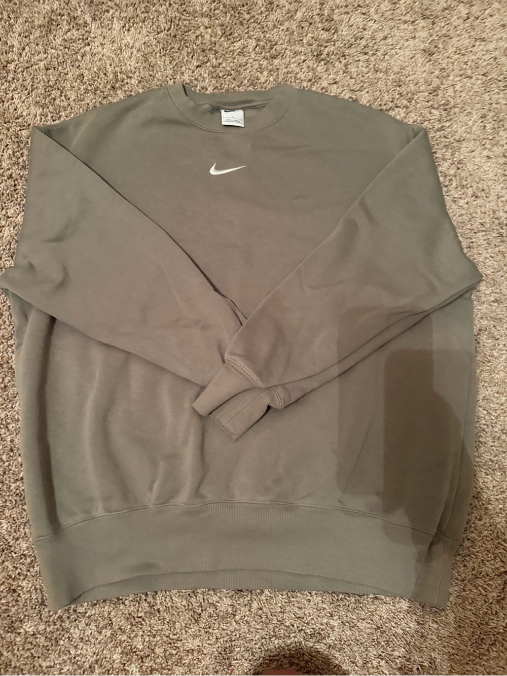Nike Olive Crewneck with White Swoosh